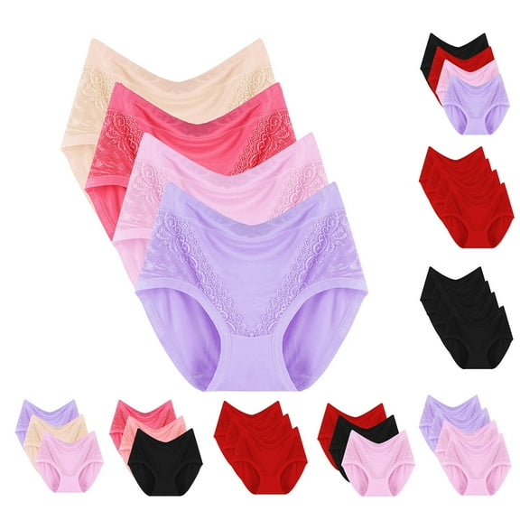 Womens Plus Size High Waisted Briefs 4 Pack Underwear Full Coverage Comfortable Cotton Multipack