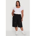 thumbnail image 1 of Womens Plus Size High Waisted Solid Nylon Cargo Shorts, 1 of 5