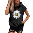 thumbnail image 1 of Womens Plus Size Hooded Sweatshirt Crew Neck Hoodies Graphic Printed Short Sleeve Pullover Lightweight Loose Tops, 1 of 3
