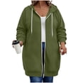thumbnail image 1 of Womens Plus Size Hoodies Long Tunic Loose Fit Zip Up Sweatshirt Drawstring Casual Oversized Comfy Fall Coat with Pockets, 1 of 7