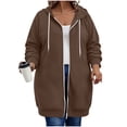 thumbnail image 1 of Womens Plus Size Hoodies Long Tunic Loose Fit Zip Up Sweatshirt Drawstring Casual Oversized Comfy Fall Coat with Pockets, 1 of 7
