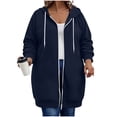 thumbnail image 1 of Womens Plus Size Hoodies Long Tunic Loose Fit Zip Up Sweatshirt Drawstring Casual Oversized Comfy Fall Coat with Pockets, 1 of 7