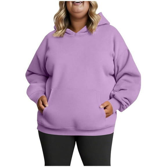 Womens Plus Size Hoodies, Oversized Sweatshirts for Women Fall Winter Long Sleeve Hooded Sweatshirt with Pockets