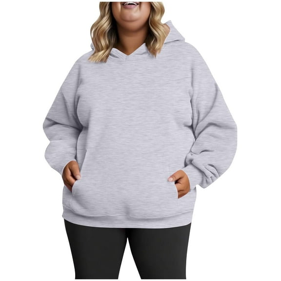 Womens Plus Size Hoodies, Oversized Sweatshirts for Women Fall Winter Long Sleeve Hooded Sweatshirt with Pockets