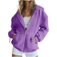 thumbnail image 1 of Womens Plus Size Hoodies, Zip Up Sweatshirts for Women Fall Casual Loose Fit Warmth Solid Color Drawstring Hooded Long Sleeve Pullover with Pockets S-3XL, 1 of 6