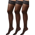 thumbnail image 1 of Womens Plus Size Hosiery Black Sheer Lace Top Stay Up Silicone Thigh High Stockings- 3 Pack, 1 of 6