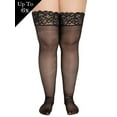 thumbnail image 1 of Womens Plus Size Hosiery Black Sheer Lace Top Stay Up Silicone Thigh High Stockings, 1 of 6