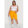 thumbnail image 1 of Womens Plus Size Hyperstretch High Waisted Bermuda Shorts with Faux Button, 1 of 5