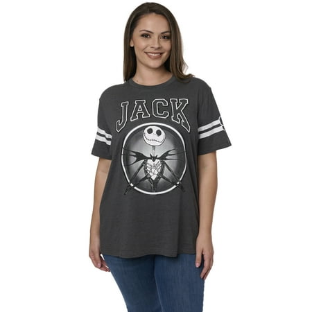 Womens Plus Size Jack Skellington T-Shirt Nightmare Before Christmas Disney Gray