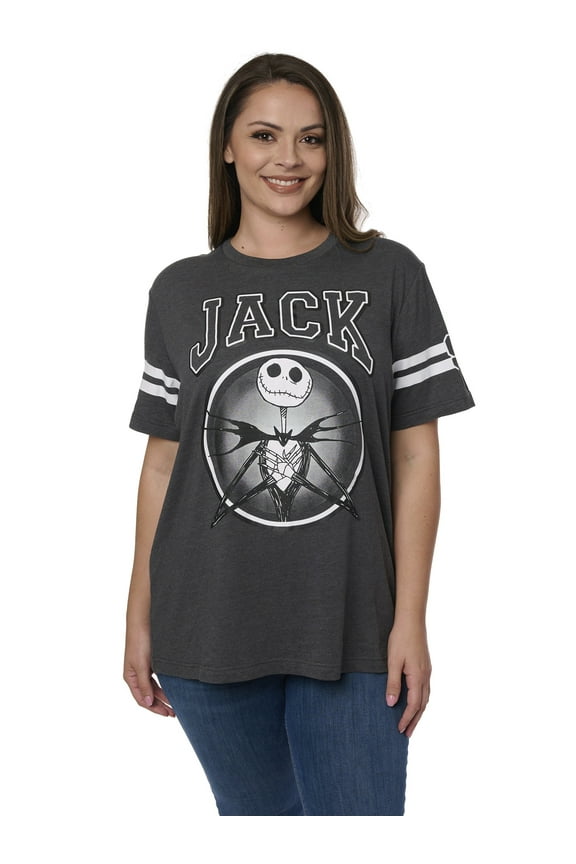 Womens Plus Size Jack Skellington T-Shirt Nightmare Before Christmas Disney Gray