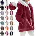 thumbnail image 1 of Womens Plus Size Jacket Oversized Soft Fleece Fuzzy Zip Up Hoodie Lined sweatshirts Zipper Fluffy Warm Coat Outwear with Pockets, 1 of 7