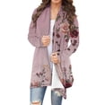 thumbnail image 1 of Womens Plus Size Jackets Ladies' Casual Long Sleeved Floral Printed Long Cardigan, 1 of 6