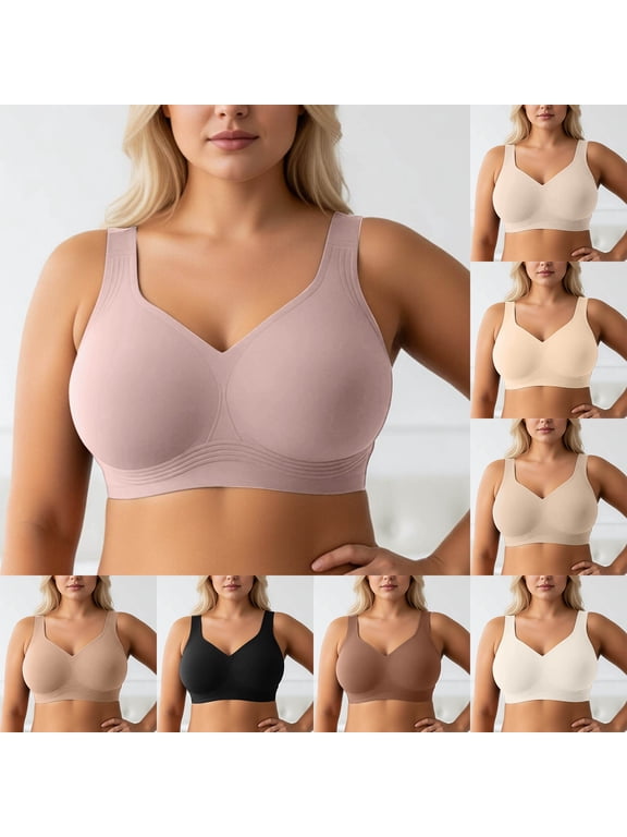 Womens Plus Size Jelly Bra Wireless Supportive Seamless Bras Full Coverage Push Up Comfortable No Underwire Tshirt Bras