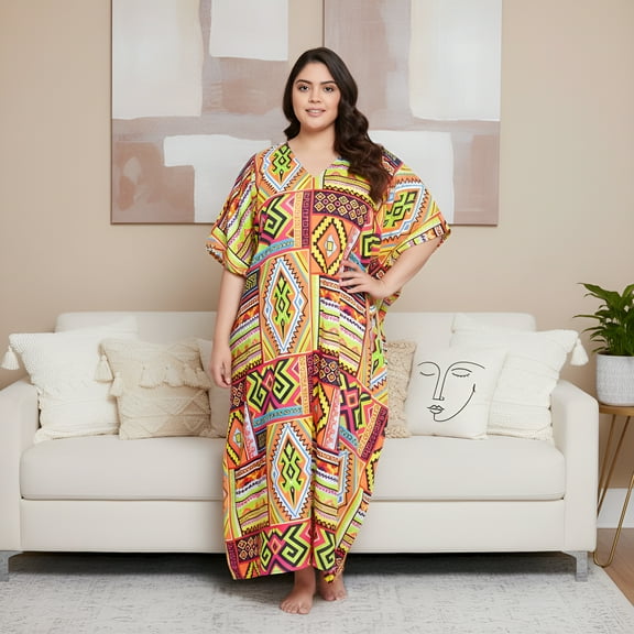 Womens Plus Size Kaftan Long Maxi Dress for Ladies Loose Casual Beachwear Caftan Online