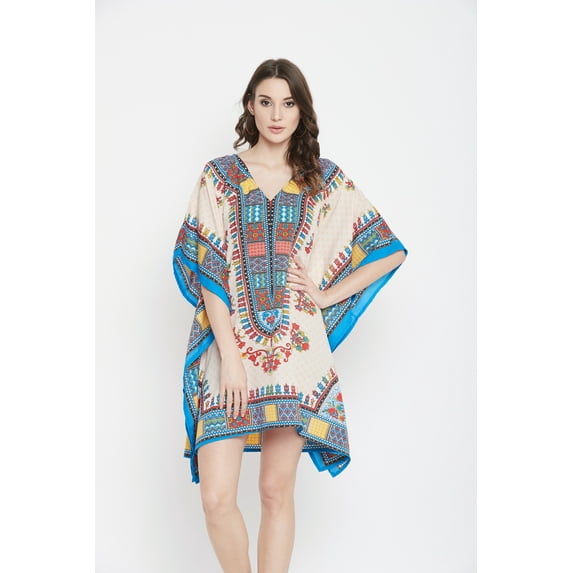 Womens Plus Size Kaftan Tunic Short Casual Kimono Dress Ladies Caftan Beach Cover-Ups Mini Dress Summer Tunic Tops Online