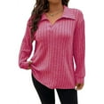 thumbnail image 1 of Womens Plus Size Knit V Neck Sweaters Long Sleeve Tunic Tops Shirts Casual Sweatshirt Trendy, 1 of 3