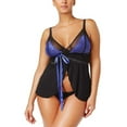 thumbnail image 1 of Womens Plus Size Lace Babydoll and Thong 3X Blue Black, 1 of 2
