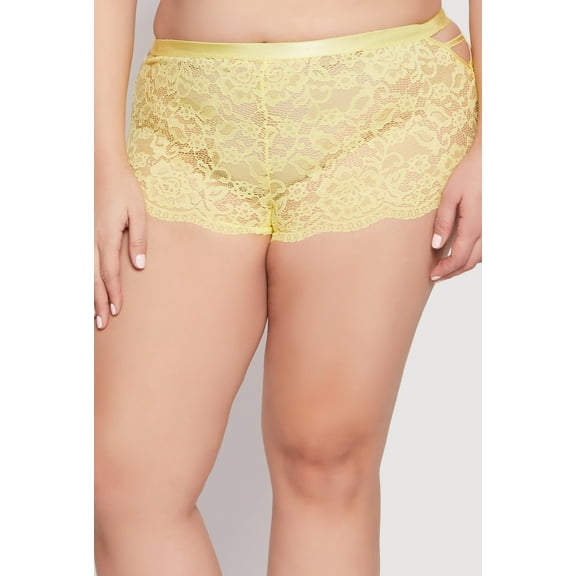 Womens Plus Size Lace Caged Side Boyshort Panty