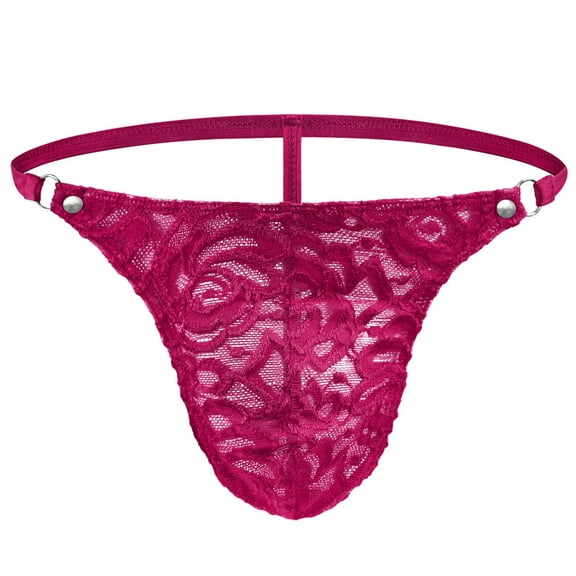 Womens Plus Size Lace Thong XL Adjustable Waistband Hot Pink Floral Sheer Underwear Comfortable 1-Pack,Size XL