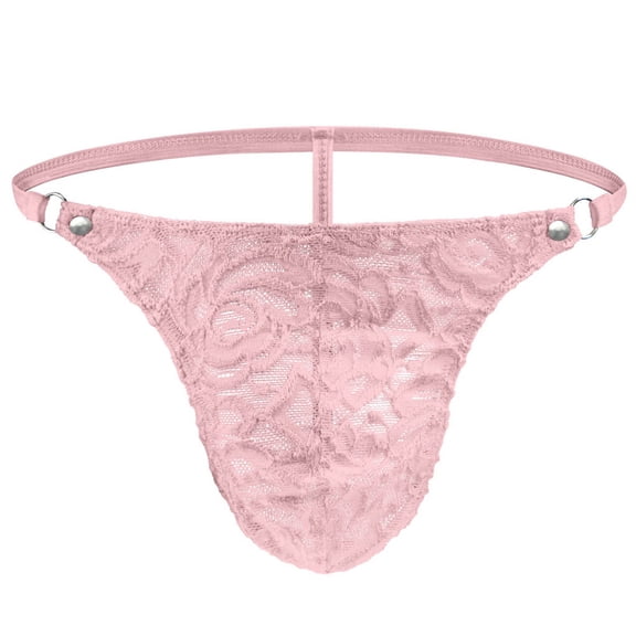 Womens Plus Size Lace Thong XL Floral Sheer Underwear Pink Adjustable Waistband Comfortable Everyday 1-Pack,Size XL