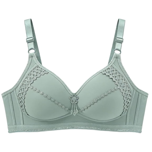 VONCOS Womens Plus Size Lace Underwire Bra - Full Coverage Comfort Everyday Bra with Adjustable Straps, Nylon Spandex, Green, Sizes 38 40 42 44,Size 44