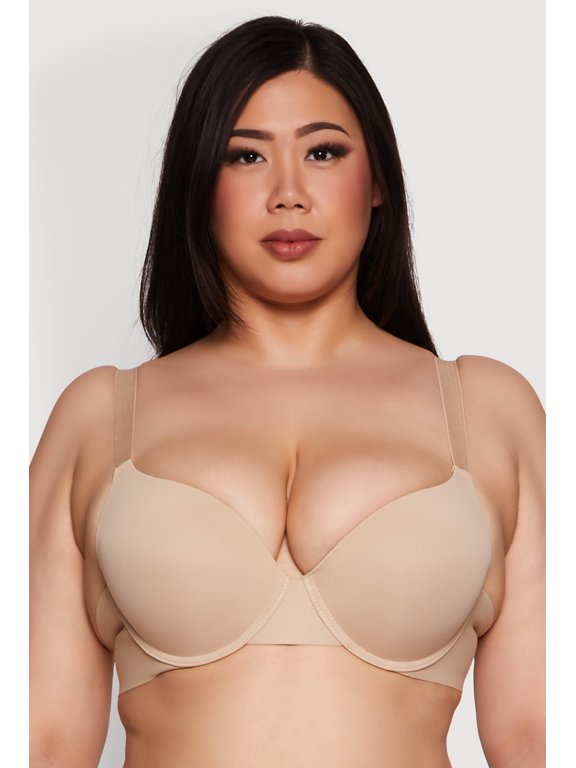 Womens Plus Size Laser Cut Plunge Bra