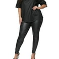 thumbnail image 1 of Womens Plus Size Leather Leggings High Waisted Super Stretchy Legging Breathable Lightweight, 1 of 2