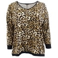 thumbnail image 1 of Womens Plus Size Leopard Animal Print Knit Sweater Blouse Tee Shirt Top Brown Coffee 1XL (17053), 1 of 3