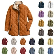 LISINGTOOL Womens Plus Size Lightweight Puffer Jacket Long Sleeve Quilted Design Button Front Winter Coat
