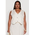 thumbnail image 1 of Womens Plus Size Linen V-Neck Cropped Vest, 1 of 5