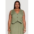 thumbnail image 1 of Womens Plus Size Linen V-Neck Cropped Vest, 1 of 5