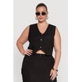 thumbnail image 1 of Womens Plus Size Linen V-Neck Cropped Vest, 1 of 5