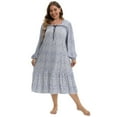thumbnail image 1 of Womens Plus Size Long Nightgown Long Sleeve Soft Sleepwear Floral Loungewear Comfy Sleep Dress,XL-5XL, 1 of 6