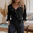 thumbnail image 1 of Womens Plus Size Long Sleeve Blouses V Neck Ruffle Work Blouses For Women Casual Tops Plus Size Shirt For Women Fall Tunic Tees, 1 of 6