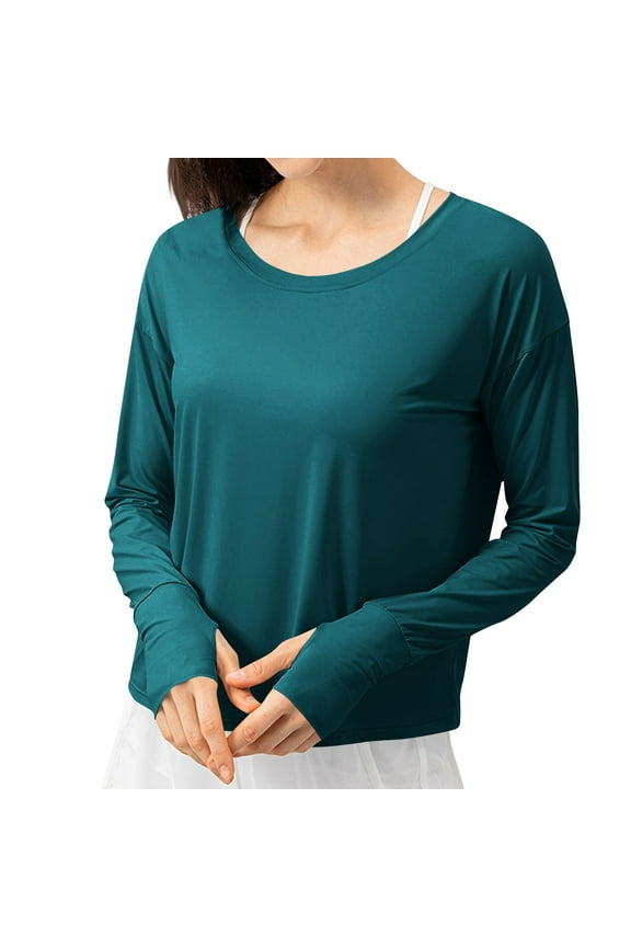 Womens Plus Size Long Sleeve Shirts UPF 50+ Sun Protection Shirts for Hiking Fishing Workout Rash Guard