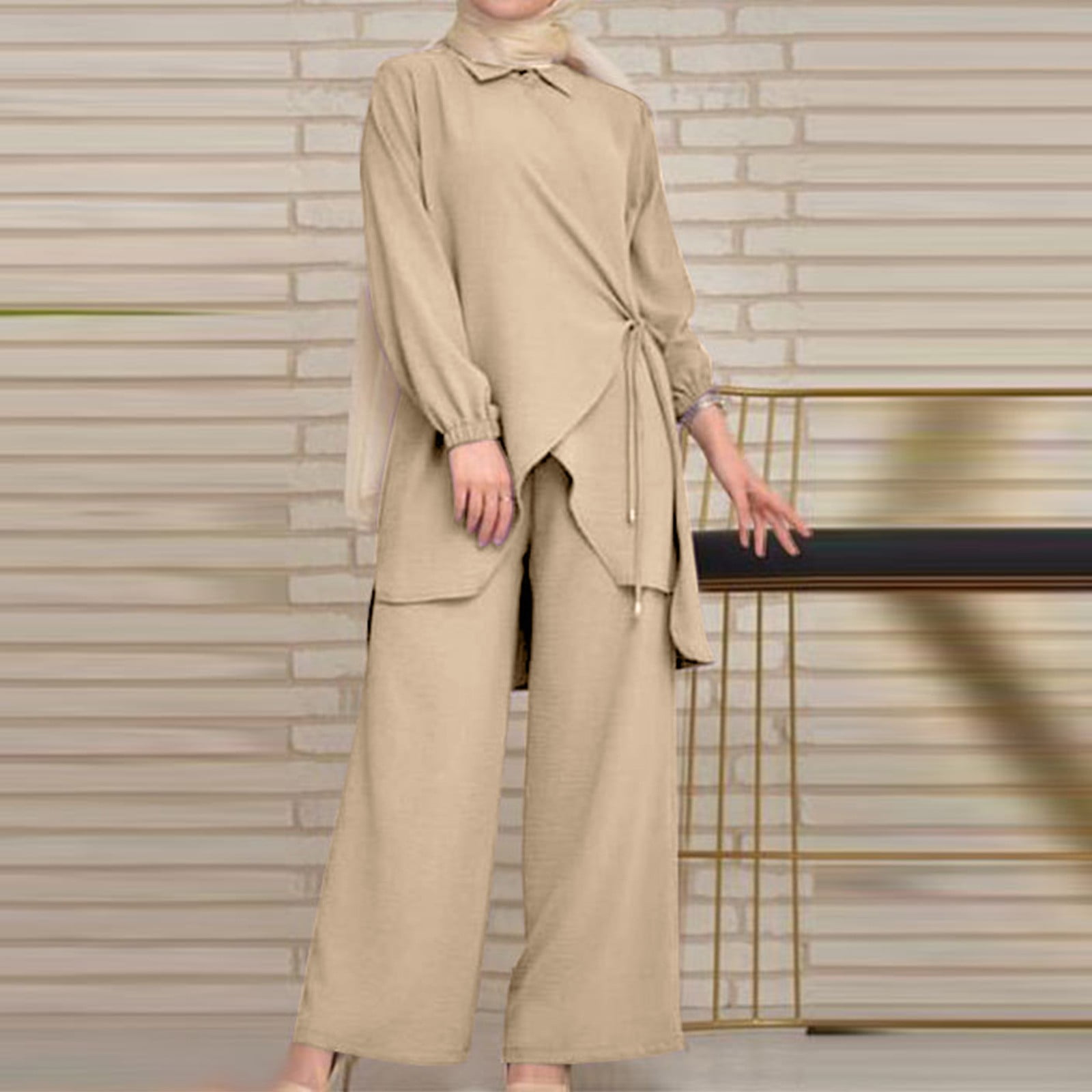 Womens Plus Size Loungewear Sets S-5X Casual Long Sleeve Shirts Wide Leg Pants 2 Piece Loose Solid Comfort Going Out Pant Suits Outfits