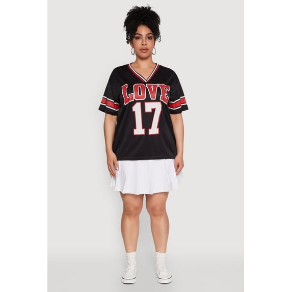 Womens Plus Size Love 17 Football Jersey
