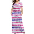 thumbnail image 1 of Womens Plus Size Maxi Floral Dress with Pockets Crewneck Short Sleeve T Shirt Dress Pleated Cotton Summer Dress (2XL, Purple 01), 1 of 6