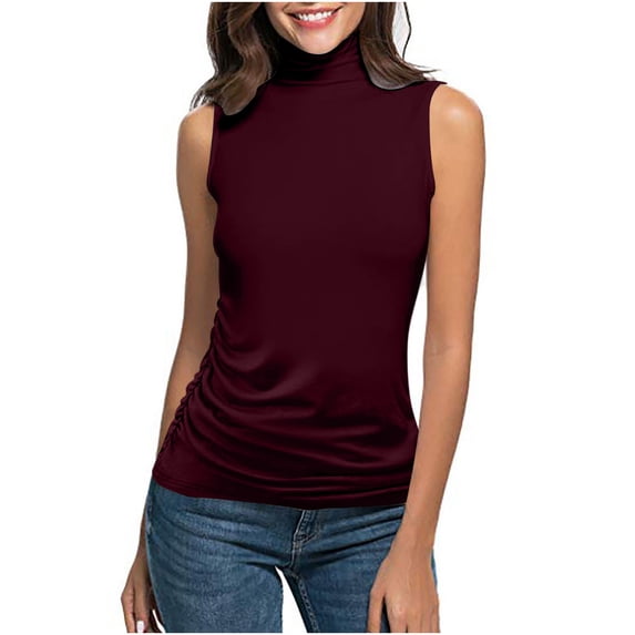 Womens Plus Size Mock Turtleneck Tank Tops Sleeveless 2026 Summer Slim Fit Stretchy Layer Tee Shirts