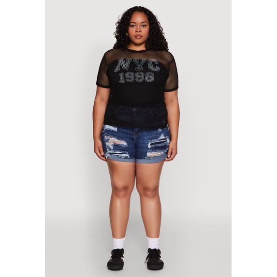 Womens Plus Size NYC 1998 Fishnet Top