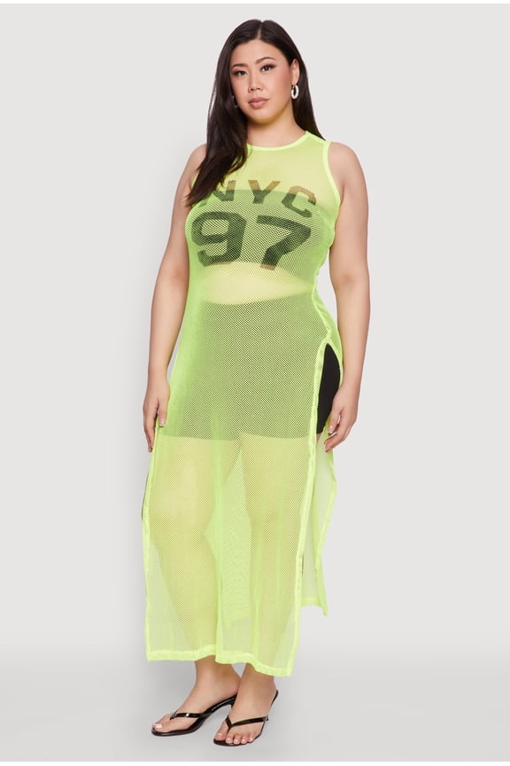 Womens Plus Size NYC 97 Fishnet Maxi Top