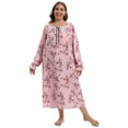 thumbnail image 1 of Womens Plus Size Nightgowns Long Sleeve Pajamas Sleepdress, Floral Casual Nightshirt Lace Collar Loungewear Vintage Sleepwear, Comfy Pj Sleepshirt Nightdress for Women,XL-4XL, 1 of 6