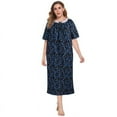 thumbnail image 1 of Womens Plus Size Nightgowns Short Sleeve Pajamas Sleepdress, Floral Casual Comfy Nightshirt Lace Collar Loungewear Vintage Sleepwear, Cute Pj Sleepshirt Nightdress for Women,Black XL-4XL, 1 of 7