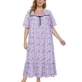 thumbnail image 1 of Womens Plus Size Nightgowns Sleepwear Floral Square Neck Loungewear,Victorian Short Sleeve Pajama Maxi Dress Casual Nightdress,XL-5XL, 1 of 9