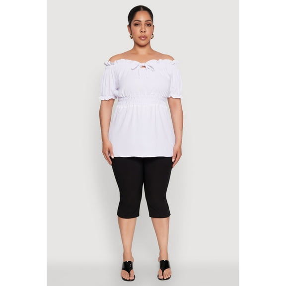 Womens Plus Size Off the Shoulder Peplum Top