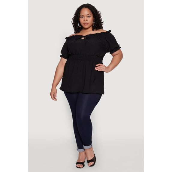 Womens Plus Size Off the Shoulder Peplum Top