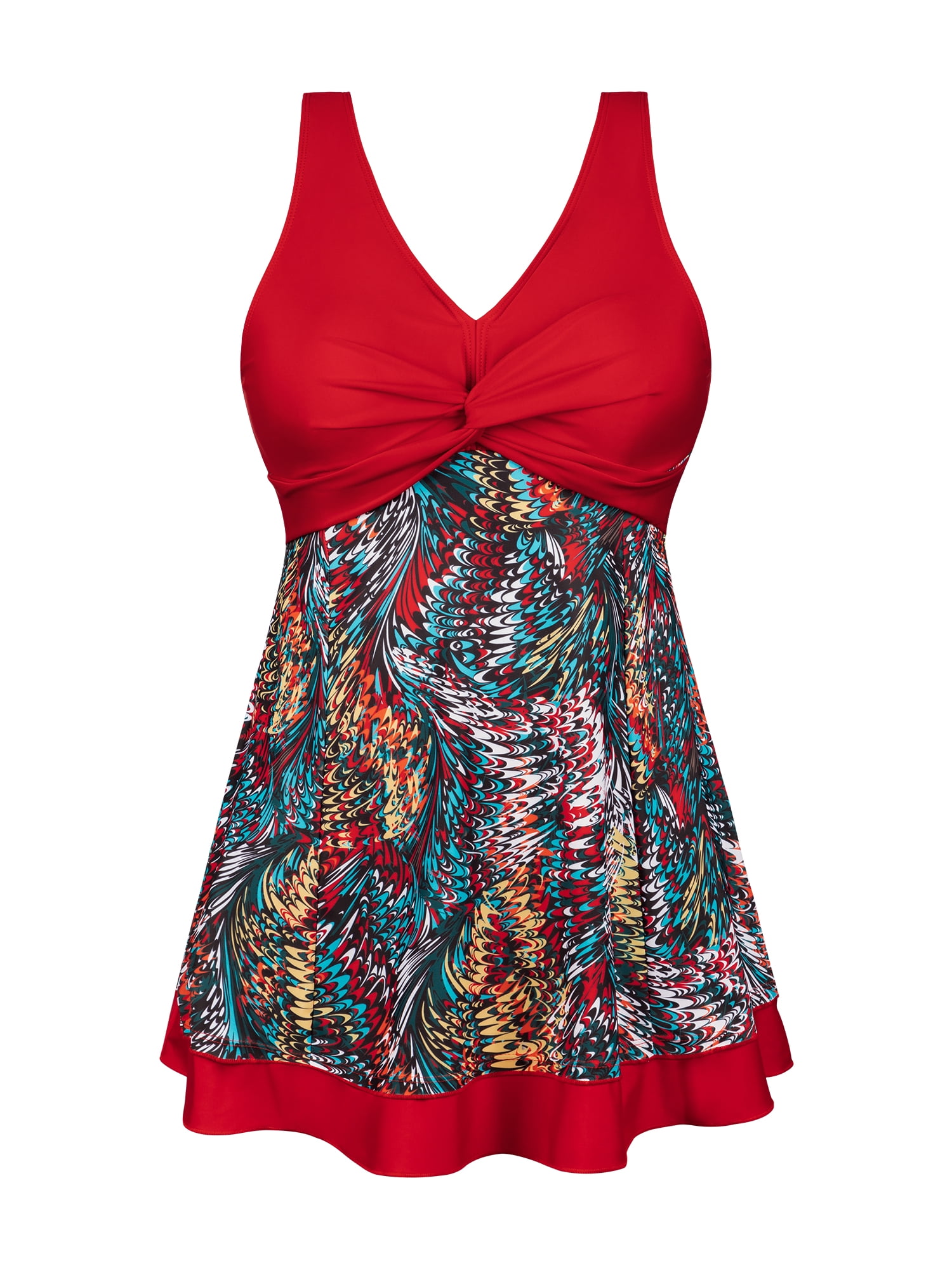 Womens Plus Size One Piece Skirt Swimsuit Modest Tummy Control Slimming