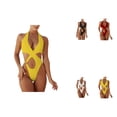 thumbnail image 1 of Womens Plus Size One-Piece Swimsuit with Tummy Control, Front Cross High Waisted Hollow Bathing Suit, 1 of 1