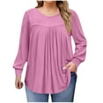 thumbnail image 1 of Womens Plus Size Oversized Tunic Tops, Long Sleeve Shirts for Women Fall Casual Solid Color Ruffle Crewneck Dressy Blouses, 1 of 6