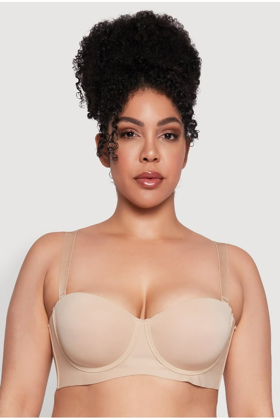 Womens Plus Size Padded Push-Up Balconette Bra | Convertible to Strapless